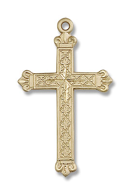 Women's Ornate Cross Necklace - 14K Solid Gold