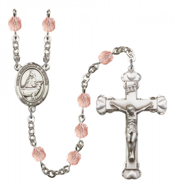 Women's St. Catherine of Sweden Birthstone Rosary - Pink