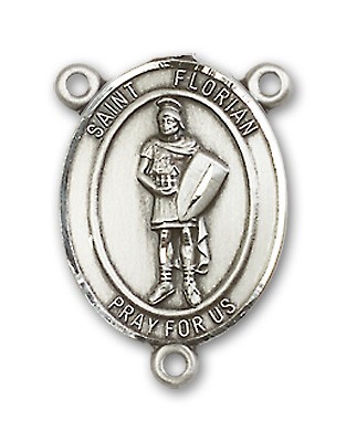 St. Florian Rosary Centerpiece Sterling Silver or Pewter - Sterling Silver
