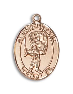 Guardian Angel Baseball Medal - 14K Solid Gold