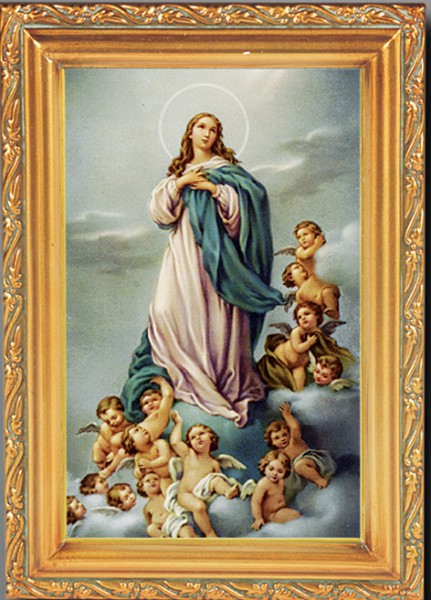Immaculate Conception Antique Gold Framed Print - Full Color