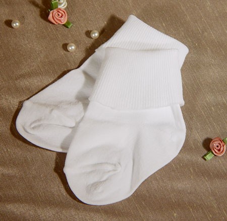 Boys Plain White Nylon Anklet Baptism Sock - White