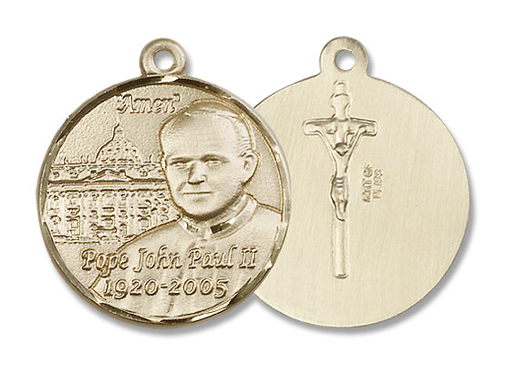 Men's Pope John Paul II with Vatican Medal - 14K Solid Gold