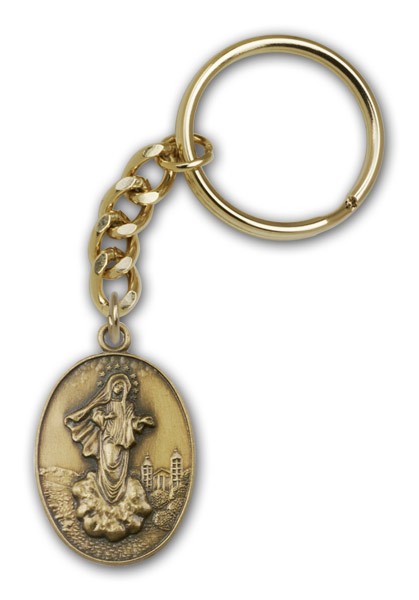 Medjugorje Keychain - Antique Gold