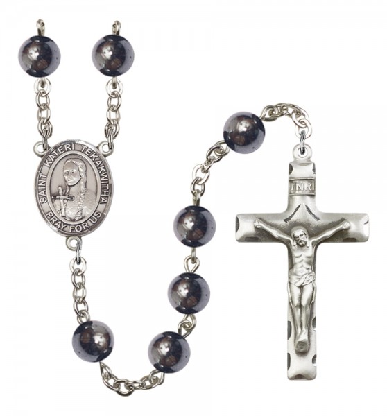Men's St. Kateri Tekakwitha Silver Plated Rosary - Silver