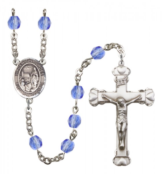 Women's Virgen del Lourdes Birthstone Rosary - Sapphire