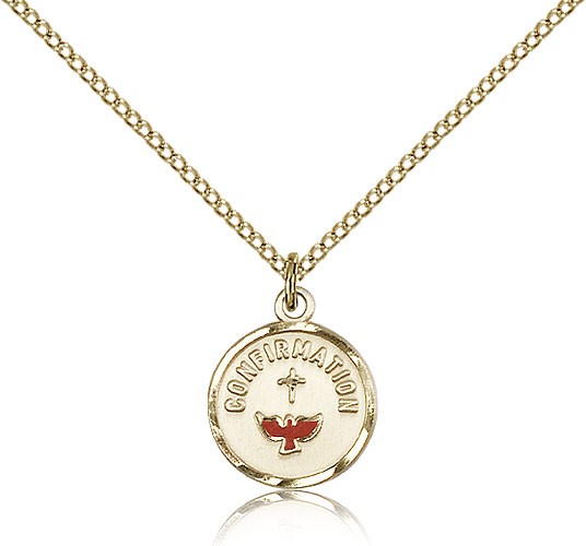 Petite Confirmation Medal with Dove Round - 14KT Gold Filled