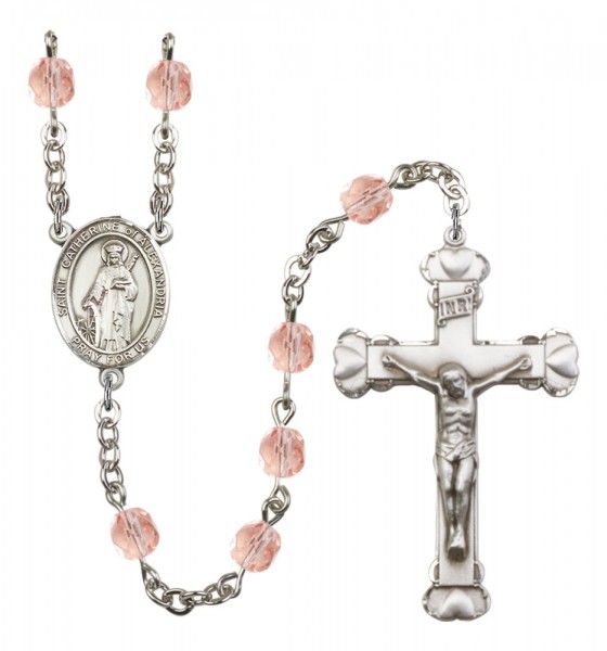 Women's St. Catherine of Alexandria Birthstone Rosary - Pink