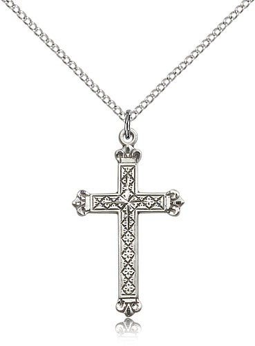 Women's Ornate Cross Necklace - Sterling Silver