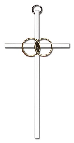 Wedding Rings Cross 6&quot; - Two-Tone Silver