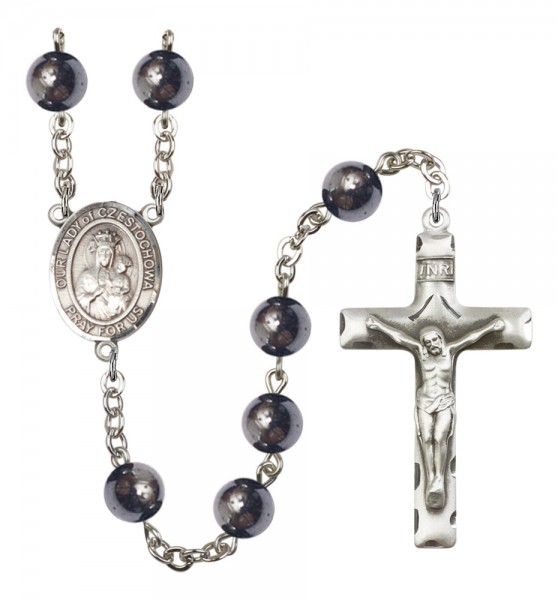 Men's Our Lady of Czestochowa Silver Plated Rosary - Silver