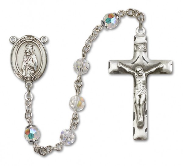 St. Alice Sterling Silver Heirloom Rosary Squared Crucifix - Crystal