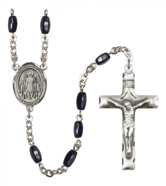 Men's St. Juliana of Cumae Silver Plated Rosary - Black | Silver