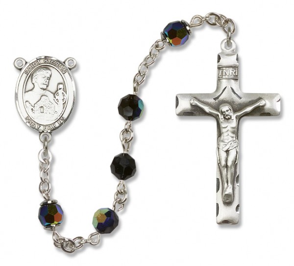 St. Kieran Sterling Silver Heirloom Rosary Squared Crucifix - Black