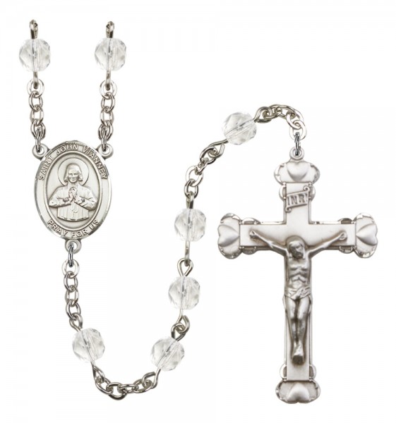 Women's St. John Vianney Birthstone Rosary - Crystal