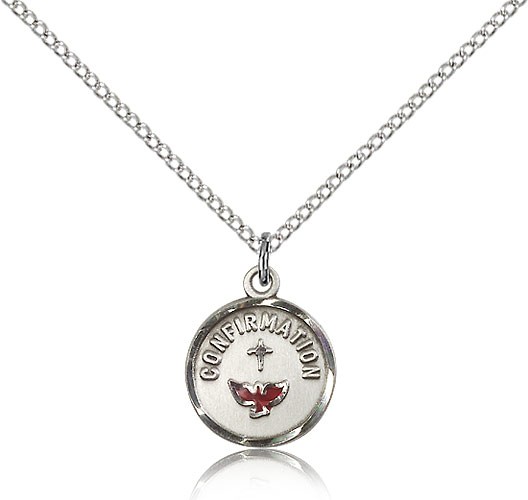 Petite Confirmation Medal with Dove Round - Sterling Silver