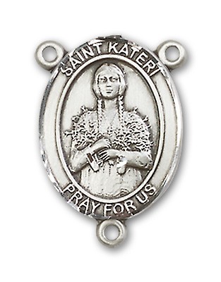 St. Kateri Rosary Centerpiece Sterling Silver or Pewter - Sterling Silver