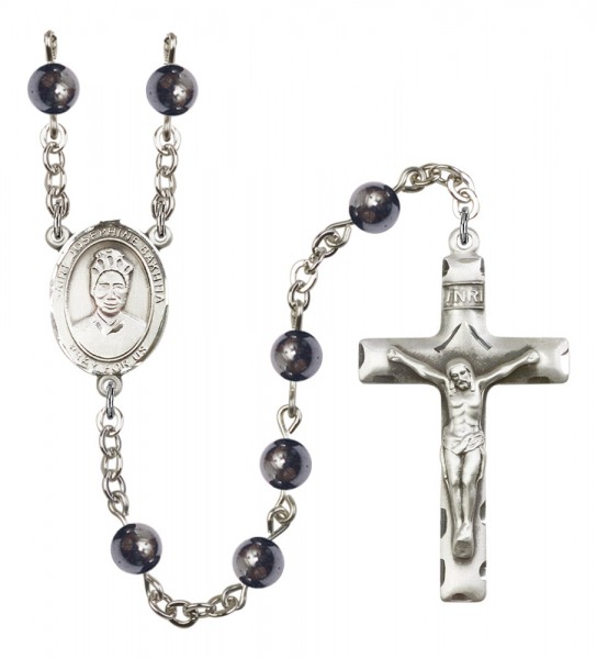 Men's St. Josephine Bakhita Silver Plated Rosary - Gray