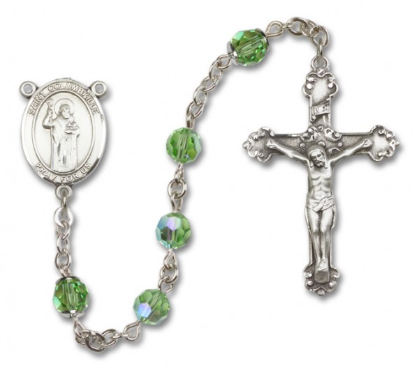 St. Columbkille Sterling Silver Heirloom Rosary Fancy Crucifix - Peridot