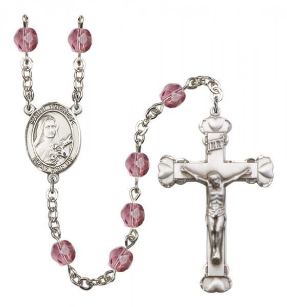 Women's St. Therese of Lisieux Birthstone Rosary - Amethyst