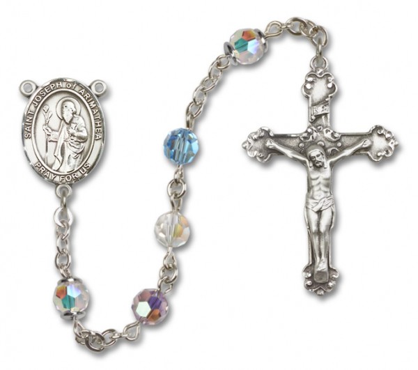 St. Joseph of Arimathea Sterling Silver Heirloom Rosary Fancy Crucifix - Multi-Color