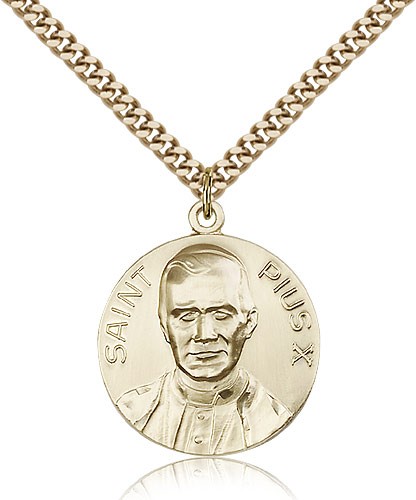 Men's Saint Pius X Medal - 14KT Gold Filled