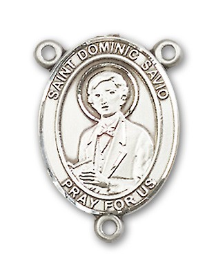 St. Dominic Savio Rosary Centerpiece Sterling Silver or Pewter - Sterling Silver