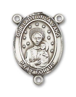 Our Lady of La Vang Rosary Centerpiece Sterling Silver or Pewter - Sterling Silver