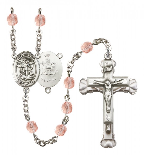 Women's St. Michael Army Birthstone Rosary - Pink