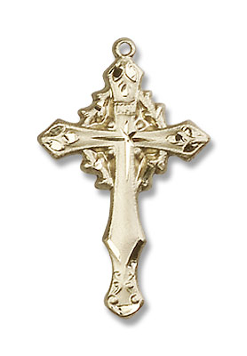 Women's Crown of Thorns Cross Pendant - 14K Solid Gold