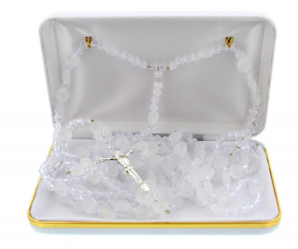 Glass Hearts Wedding Lasso Rosary - With Deluxe Box