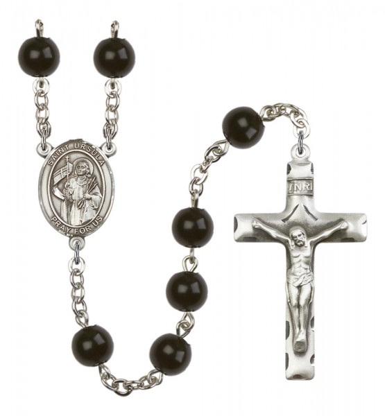 Men's St. Ursula Silver Plated Rosary - Black