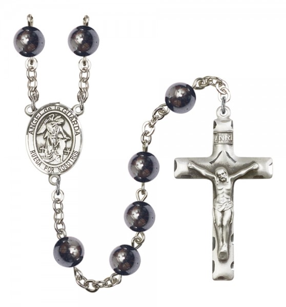Men's Angel de la Guardia Silver Plated Rosary - Silver
