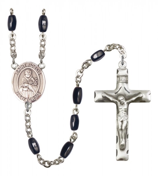 Men's St. Fidelis Silver Plated Rosary - Black | Silver