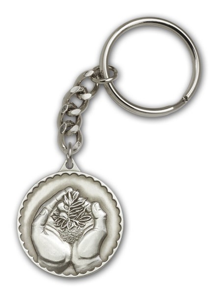 Faith Hand Serenity Keychain - Antique Silver