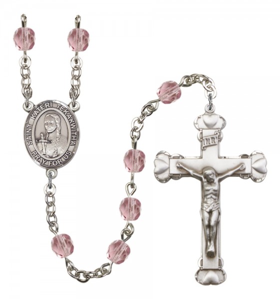 Women's St. Kateri Tekakwitha Birthstone Rosary - Light Amethyst