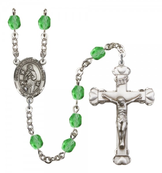 Women's Our Lady of Assumption Birthstone Rosary - Peridot