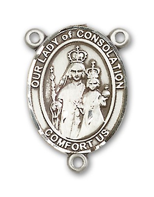 Our Lady of Consolation Rosary Centerpiece Sterling Silver or Pewter - Sterling Silver