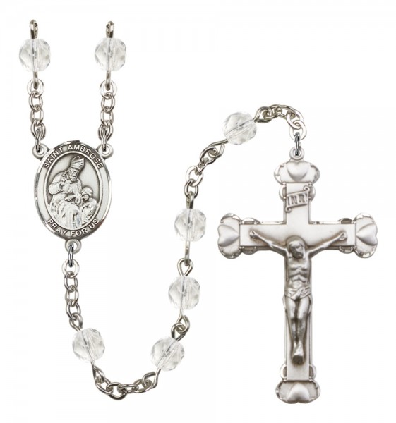 Women's St. Ambrose Birthstone Rosary - Crystal