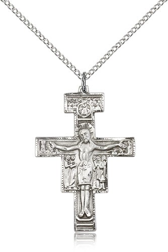 San Damiano Crucifix Pendant - Sterling Silver