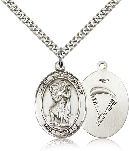 St. Christopher Paratrooper Medal - Sterling Silver