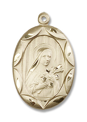 St. Therese of Lisieux Oval Medal - 14K Solid Gold