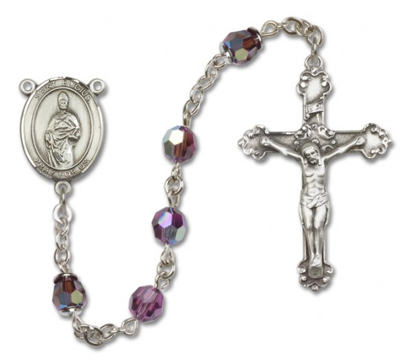 St. Eligius Sterling Silver Heirloom Rosary Fancy Crucifix - Amethyst