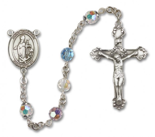 St. Clement Sterling Silver Heirloom Rosary Fancy Crucifix - Multi-Color