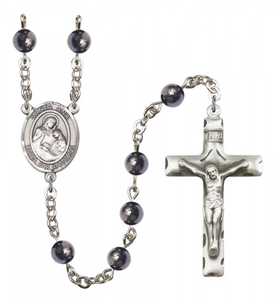 Men's Santa Ana Silver Plated Rosary - Gray