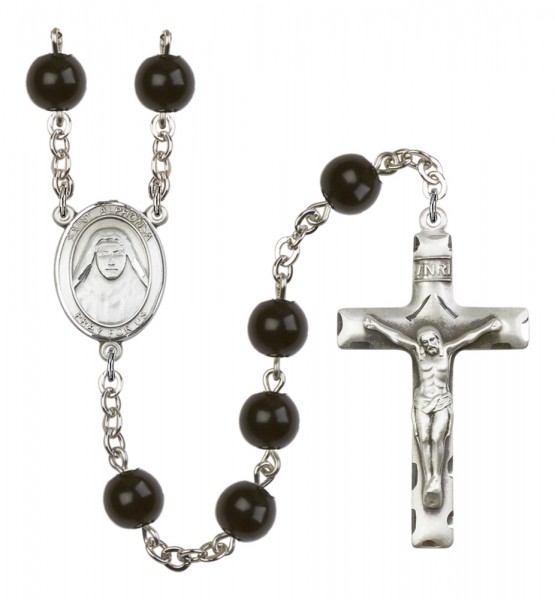 Men's St. Alphonsa of India Silver Plated Rosary - Black