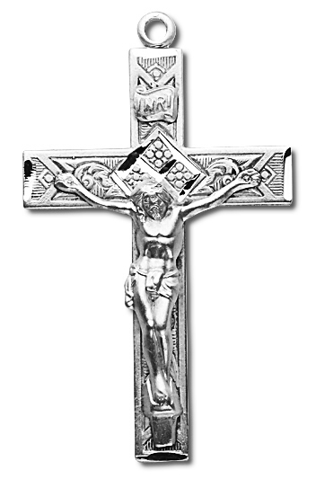 Pretty Square Edge Sterling Silver Rosary Crucifix - Sterling Silver