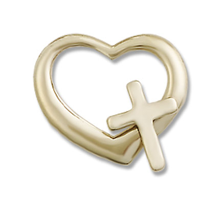 Heart and Cross Pendant - 14K Solid Gold