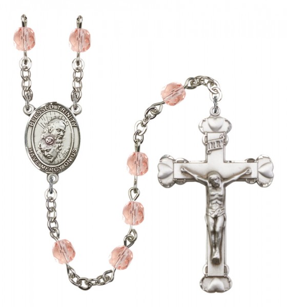 Women's Blessed Trinity Birthstone Rosary - Pink