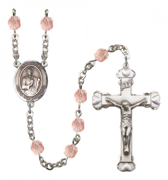 Women's San Judas Birthstone Rosary - Pink